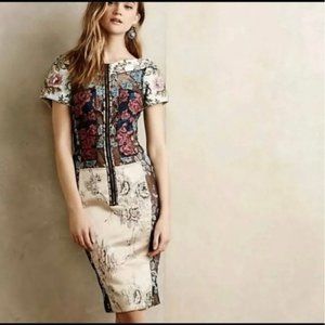 Byron Lars Pieced Brocade Dress, Size 2 Petite Anthropologie